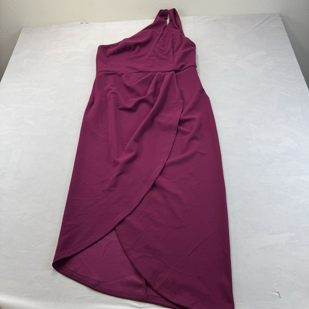 Lulus Women's XL Burgundy One Shoulder Asymmetrical Midi Bodycon Dress